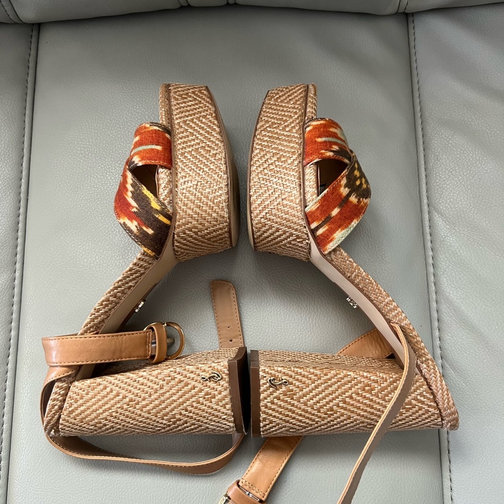Sam Edelman Tan and Orange Heeled Sandals - Picture 5 of 7